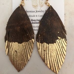 Foil dipped Feather Earrings